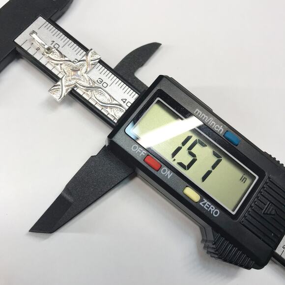 Vintage Italy 925 Sterling Silver Cross Necklace Pendant Pebbled Textured Star - Picture 4 of 9